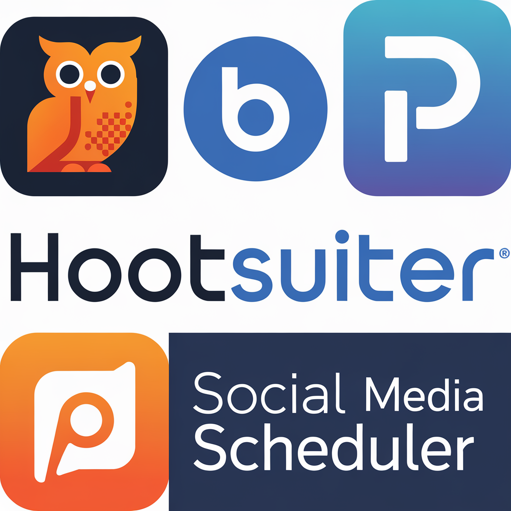 Collage of social media scheduler logos for beginners
