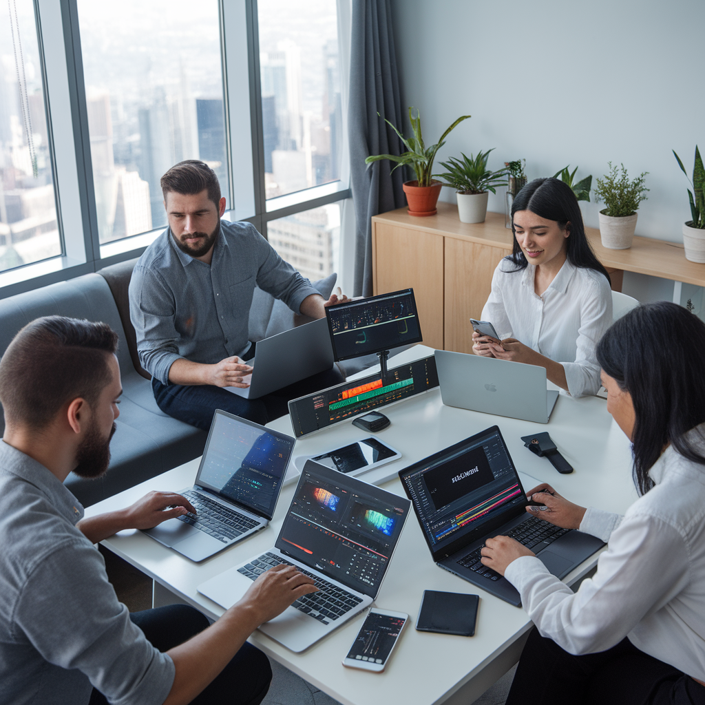 Developers using video editing software
